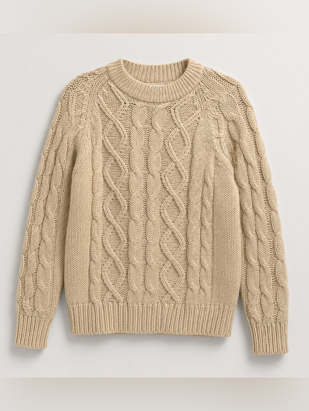 Vintage Cableknit Sweater Cable knit cream size large chunky fisherman baltman